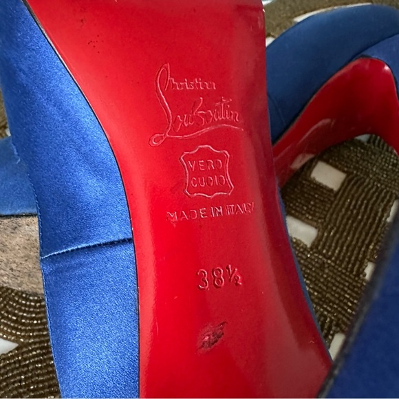 Christian Louboutin Very Prive Royal Blue Satin High Heel Pumps EU38.5/U… - Picture 10 of 10